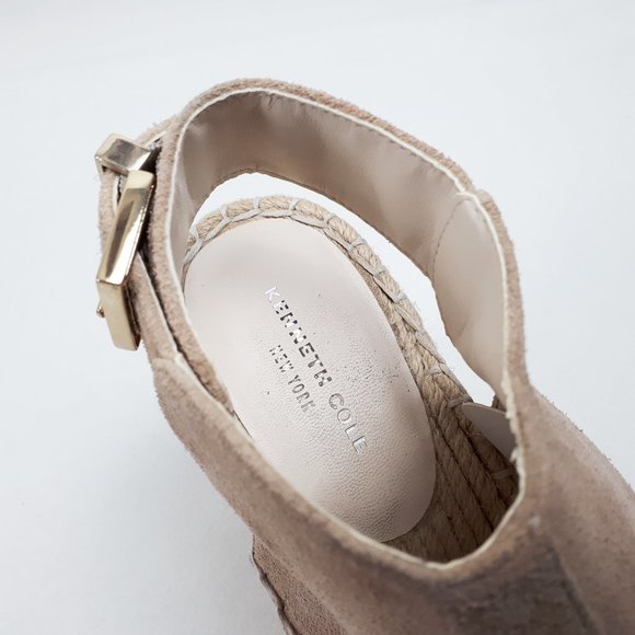 Kenneth Cole NY Odette Sandy Beige Suede Espradille Plaform Wedge Sandals - Picture 11 of 16
